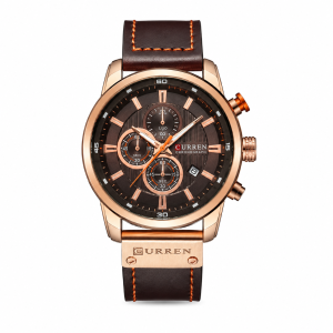 Curren Multifunctional Watch Men's Leather Strap Sports Racing New Six-Hand Calendar Watch Waterproof Watch